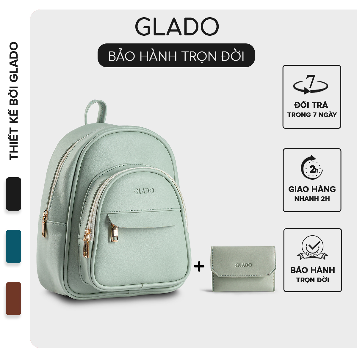 Bộ balo ví nữ thời trang Glado nhiều màu - GB005