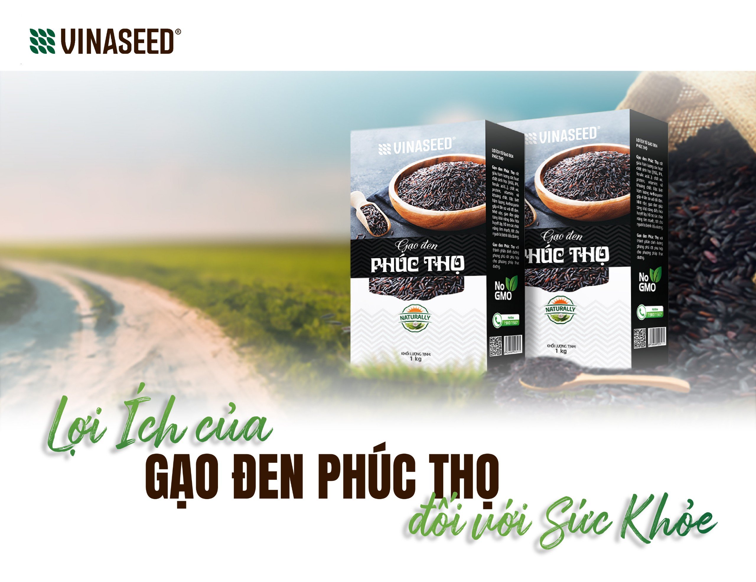 [HCM]Gạo Đen Phúc Thọ - hộp 1kg - rất tốt cho sức khỏe