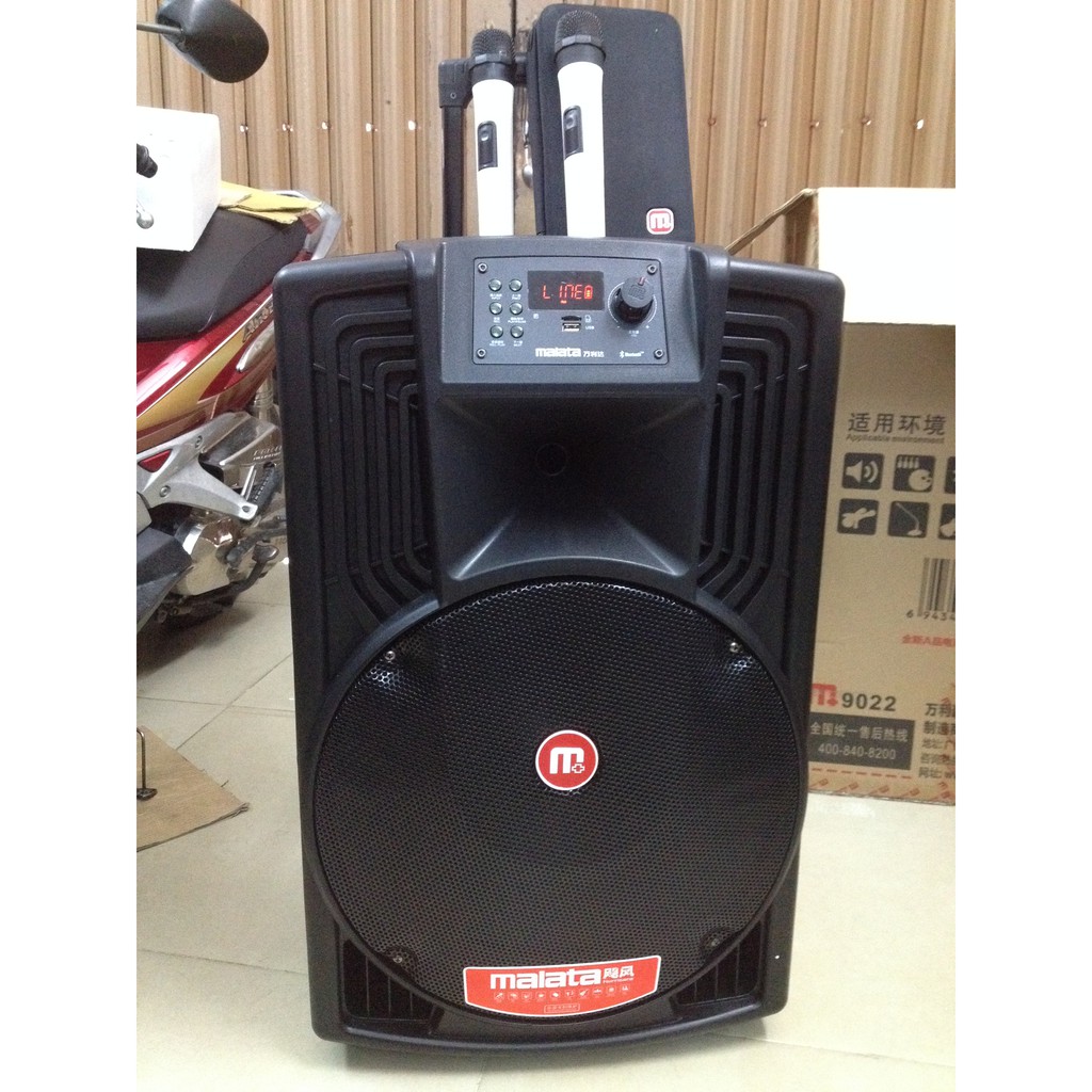 Loa kéo vali malata bass 4 tấc chuẩn hay di động tặng 2 micro ko dây