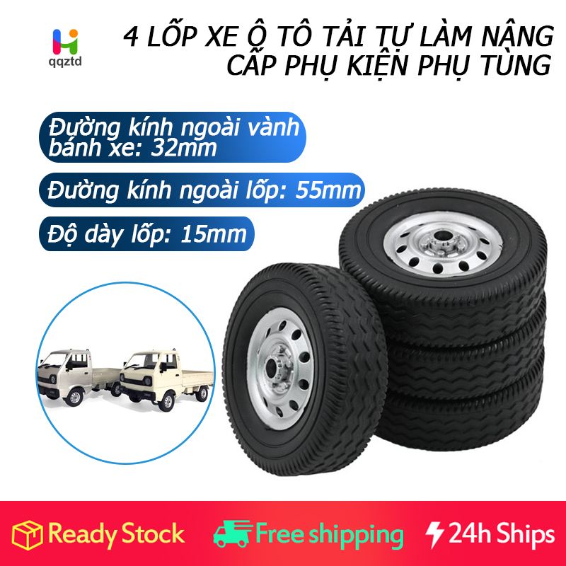 Bộ 4 lốp bánh xe nâng cấp tự làm cho xe tải điều khiển từ xa wpl d12 tỉ lệ 1/10 - intl