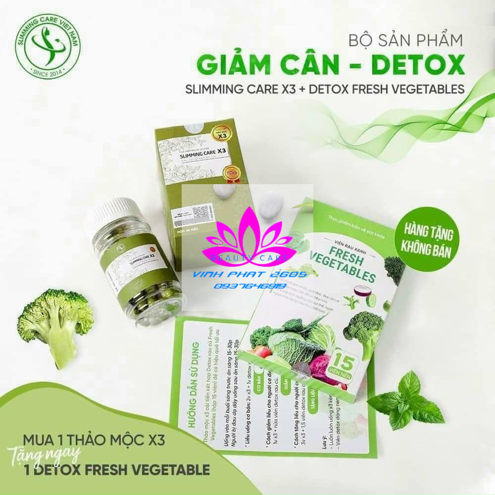 Viên uống thảo mộc slimming*care x3 tặng kèm detox