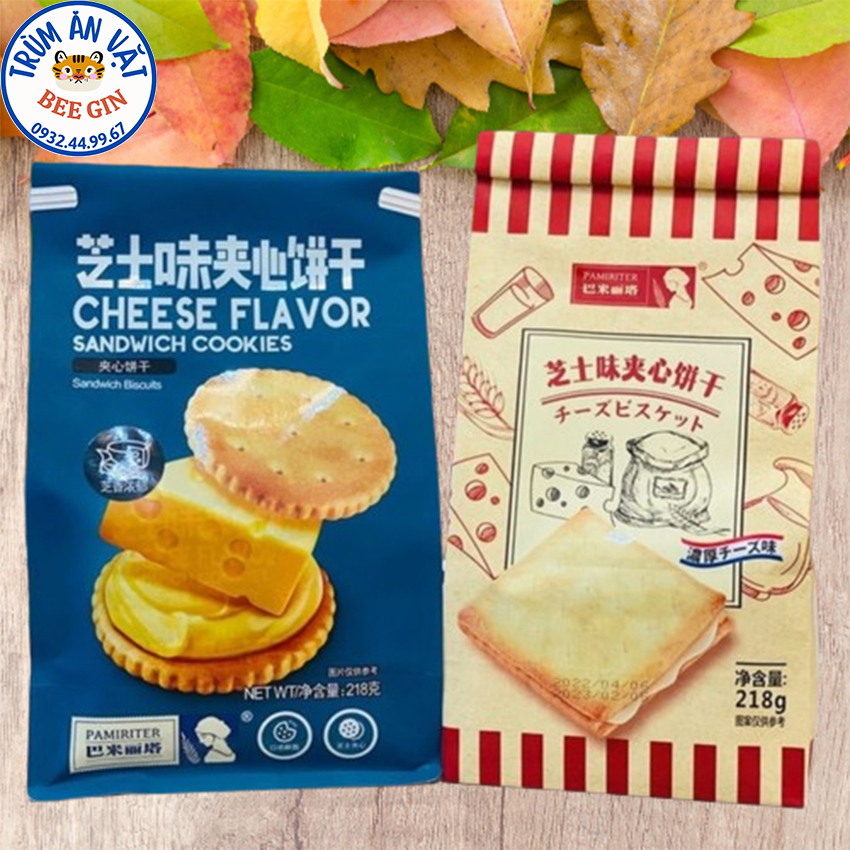 Bánh Quy Sandwich Vị Phô Mai Pamiriter 218gr - Ăn Vặt BeeGin