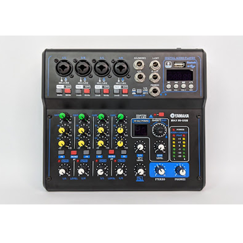 •	[ HÀNG BÃI ] Bàn Mixer trộn tích hợp vang số MAX 99 USB - 16 chế độ vang - Hỗ trợ livestream, Ứng Vang Hay Đẳng Cấp, kết nối được nhiều loại thiết bị Amply, Loa kéo, Loa vi tính, Thu Âm Karaoke Chuyên Nghiệp Nâng Mic Lên Đỉnh.