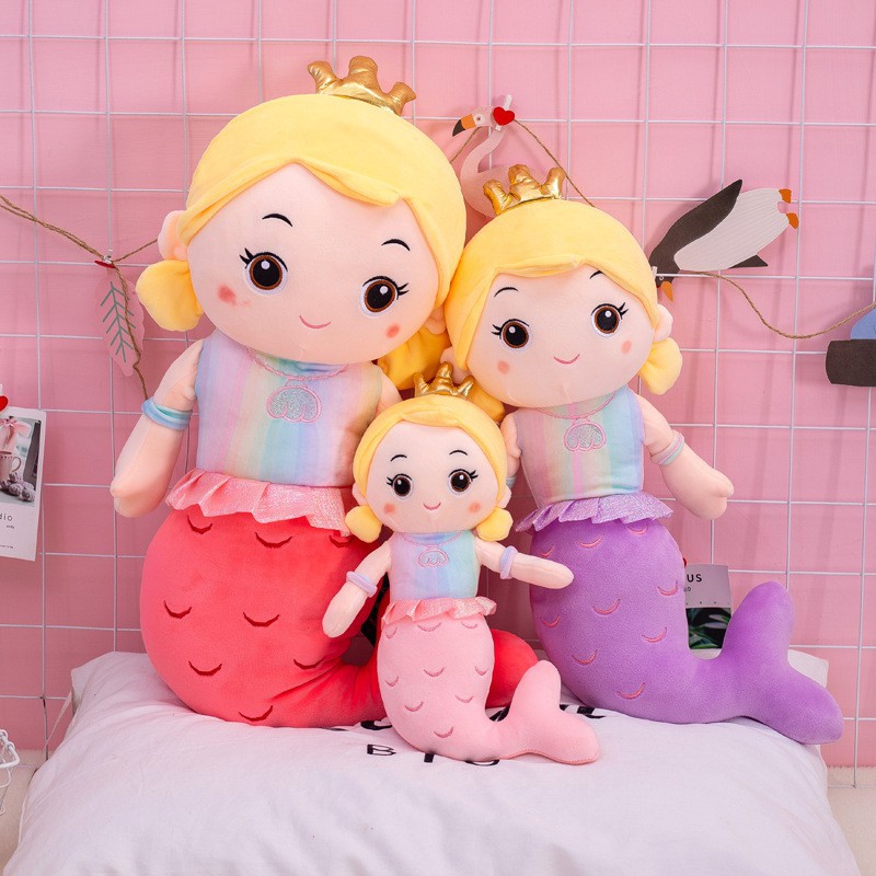 Gấu Bông Nàng Tiên Cá 3 Màu Tím- Hồng- Đỏ Kích Thước 50-80-100Cm