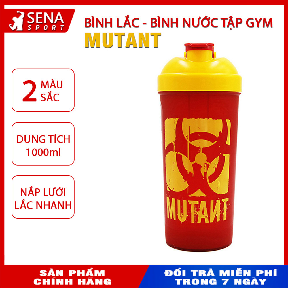 Bình lắc tập GYM, Bình lắc Whey, Bình nước thể thao Mutant 1000ml