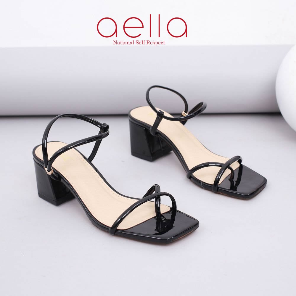 Giày sandal nữ cao gót 5cm da bóng aella307