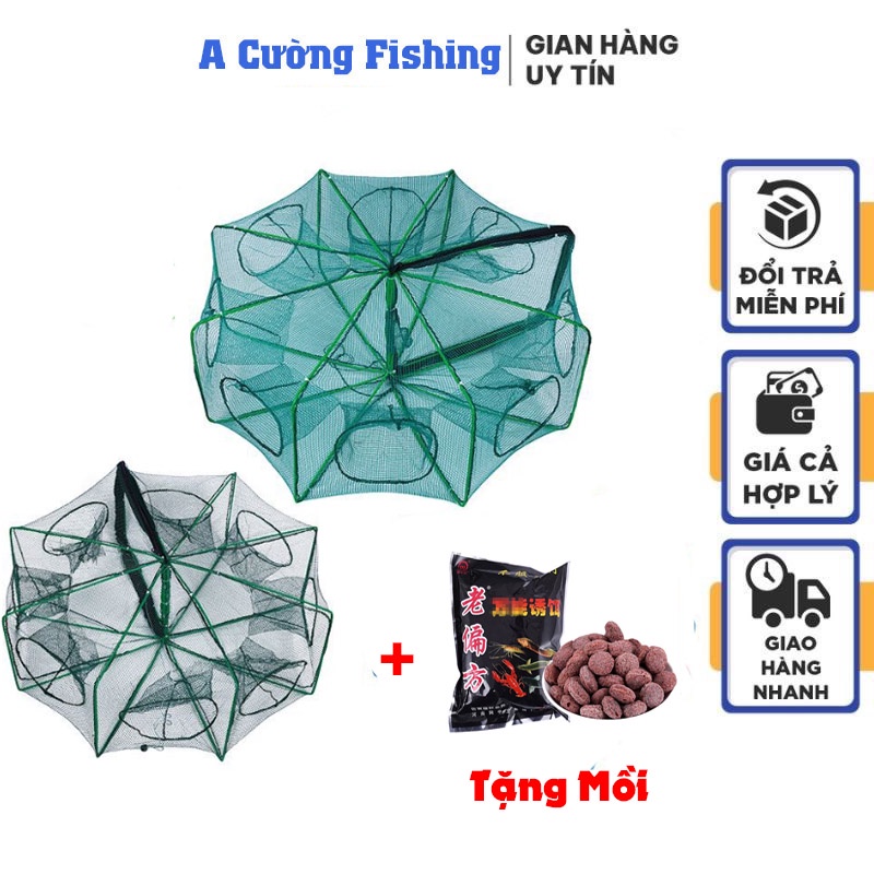 Lồng Bát Giác 8 Cửa Siêu bắt cá + Tặng mồi dụ cá tôm lươn