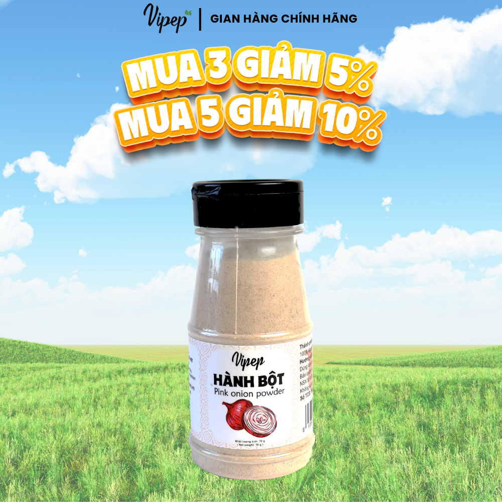 Hành bột tự nhiên vipep hũ nhựa 70g - gia vị vipep