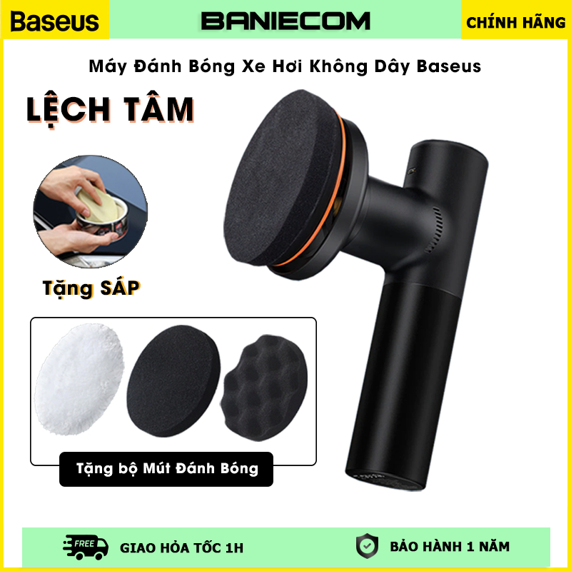 [TẶNG SÁP] Máy đánh bóng ô tô không dây Baseus  30W 4000mAh 3800 vòng/phút đánh bóng Lệch Tâm không làm bạc màu xe chứng nhận CE FCC ROHS dùng đánh bóng xước dăm đánh bóng xe hơi bass oto-Bảo hành 12 tháng phân phối chính hãng bởi BANIECOM