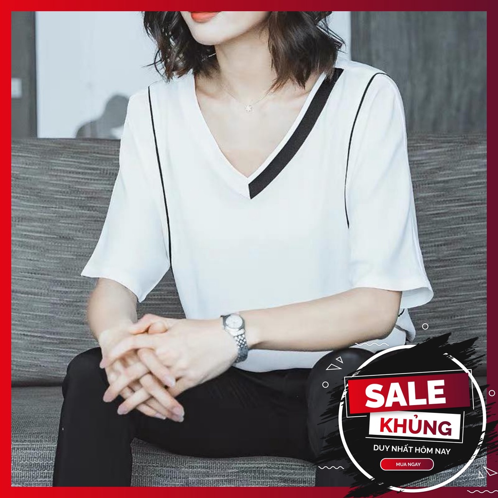 ❌freeship- áo sơ mi cổ tim né viền