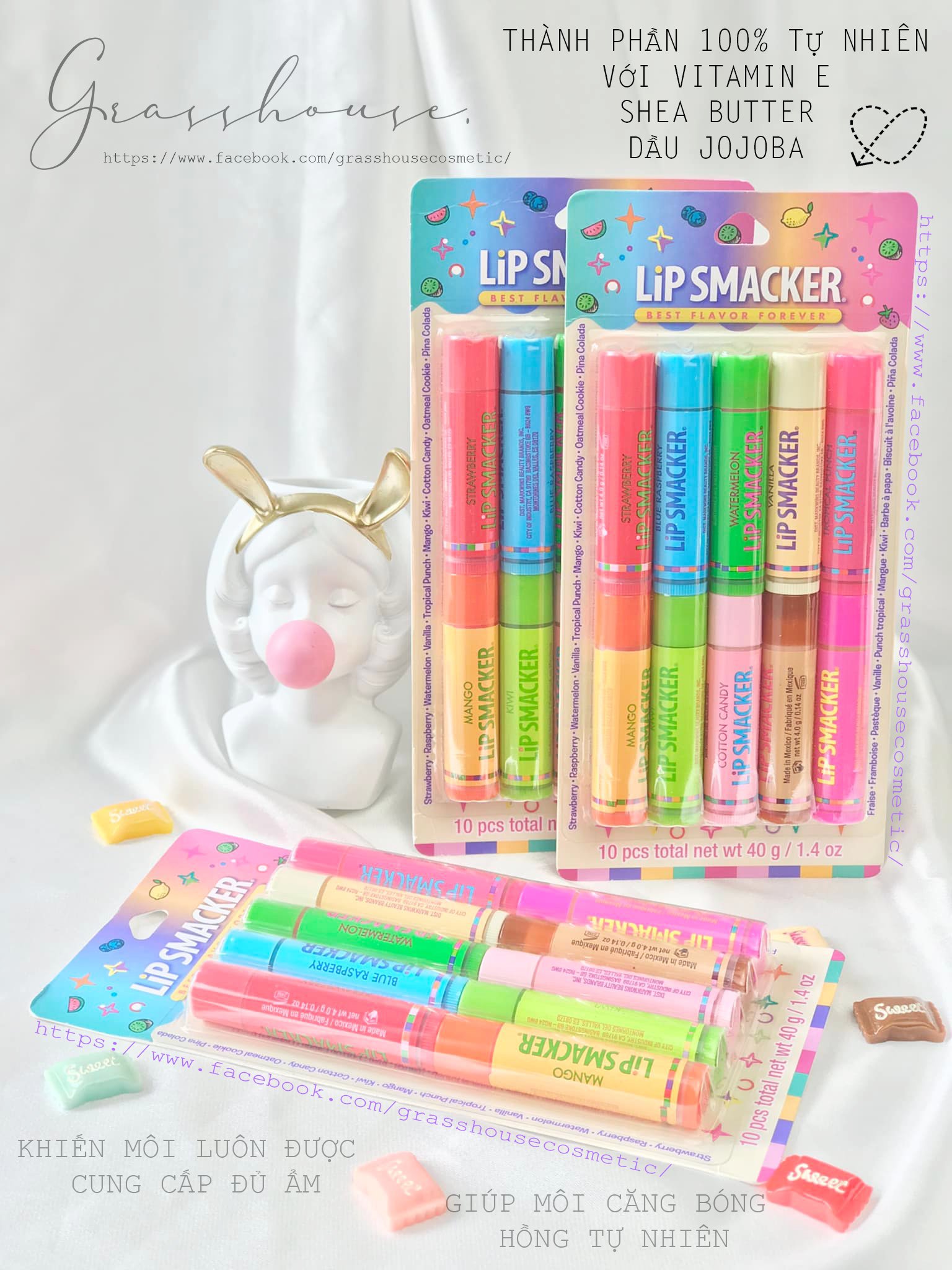 ✨🍓🍓son dưỡng lip smacker original tropical fruit trái cây vị truyền thống hàng us không phải hàng trung quốc nội địa - son dưỡng môi cute không màu