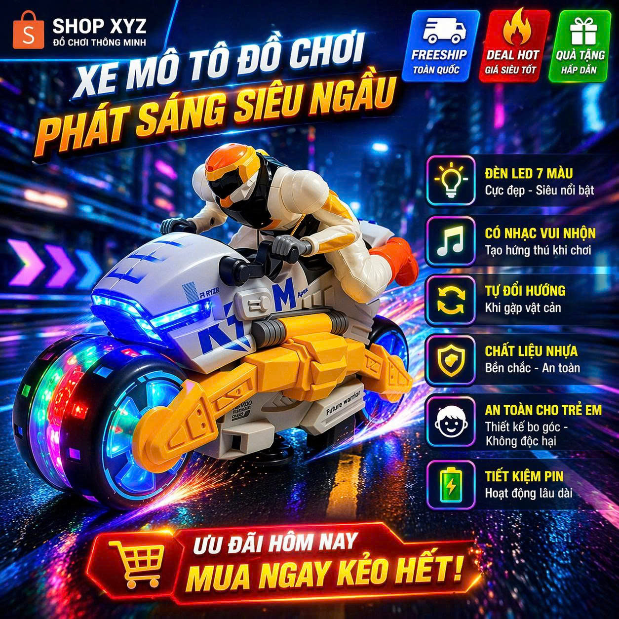 Toy Cars for Children with Led Lights and Sound – Many Models of Electric Cars, Motorcycles, Robots, Construction Vehicles - 8