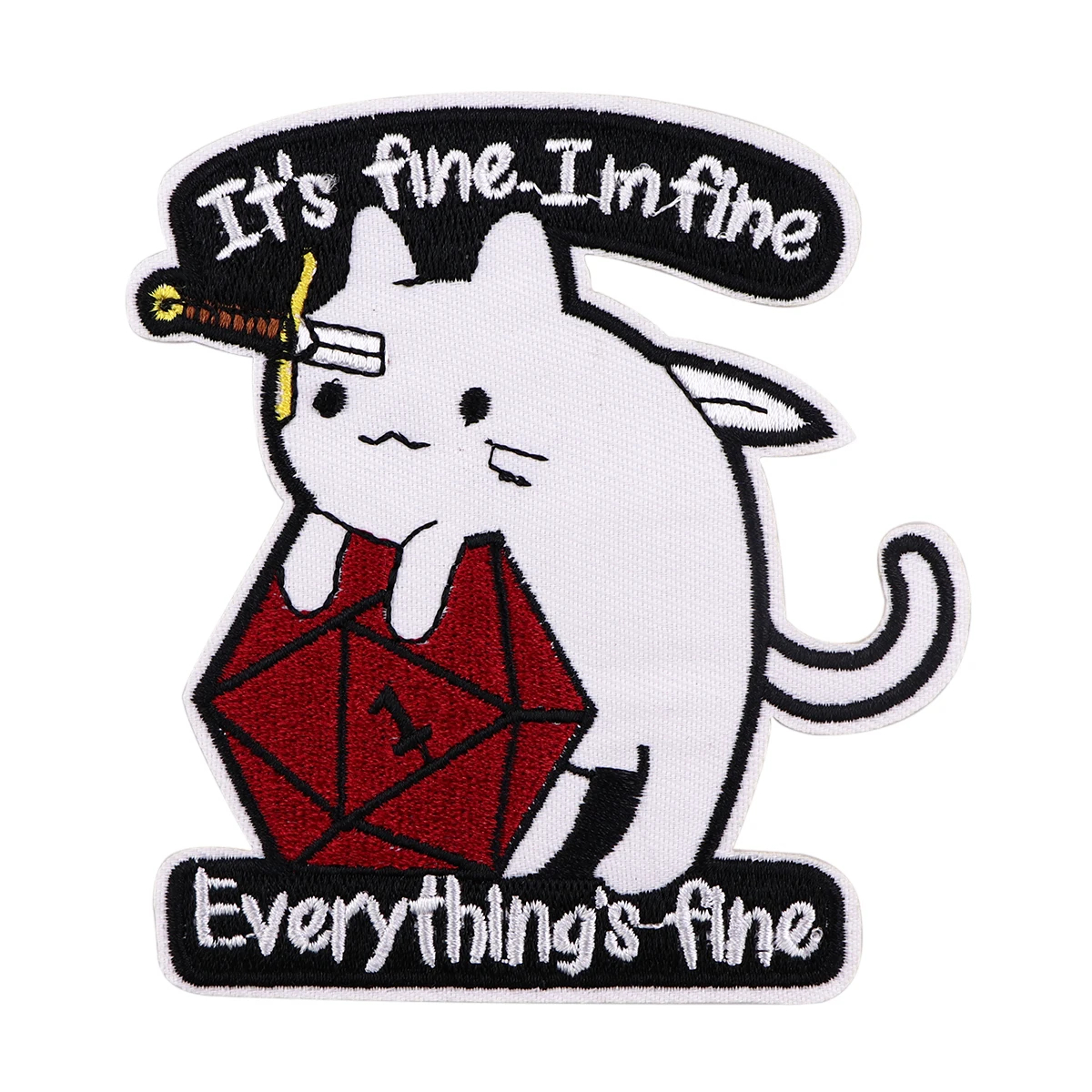 Sticker ủi nhiệt thêu logocon mèo i am fine cat - Miếng dán trang trí quần áo ba lô N95