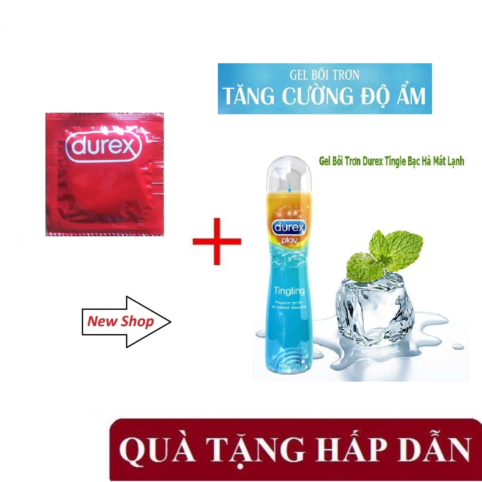 Combo 1 bcs Durex Tặng 1 Gel bôi trơn Durex Play Tingling 100ml thêm độ ẩm