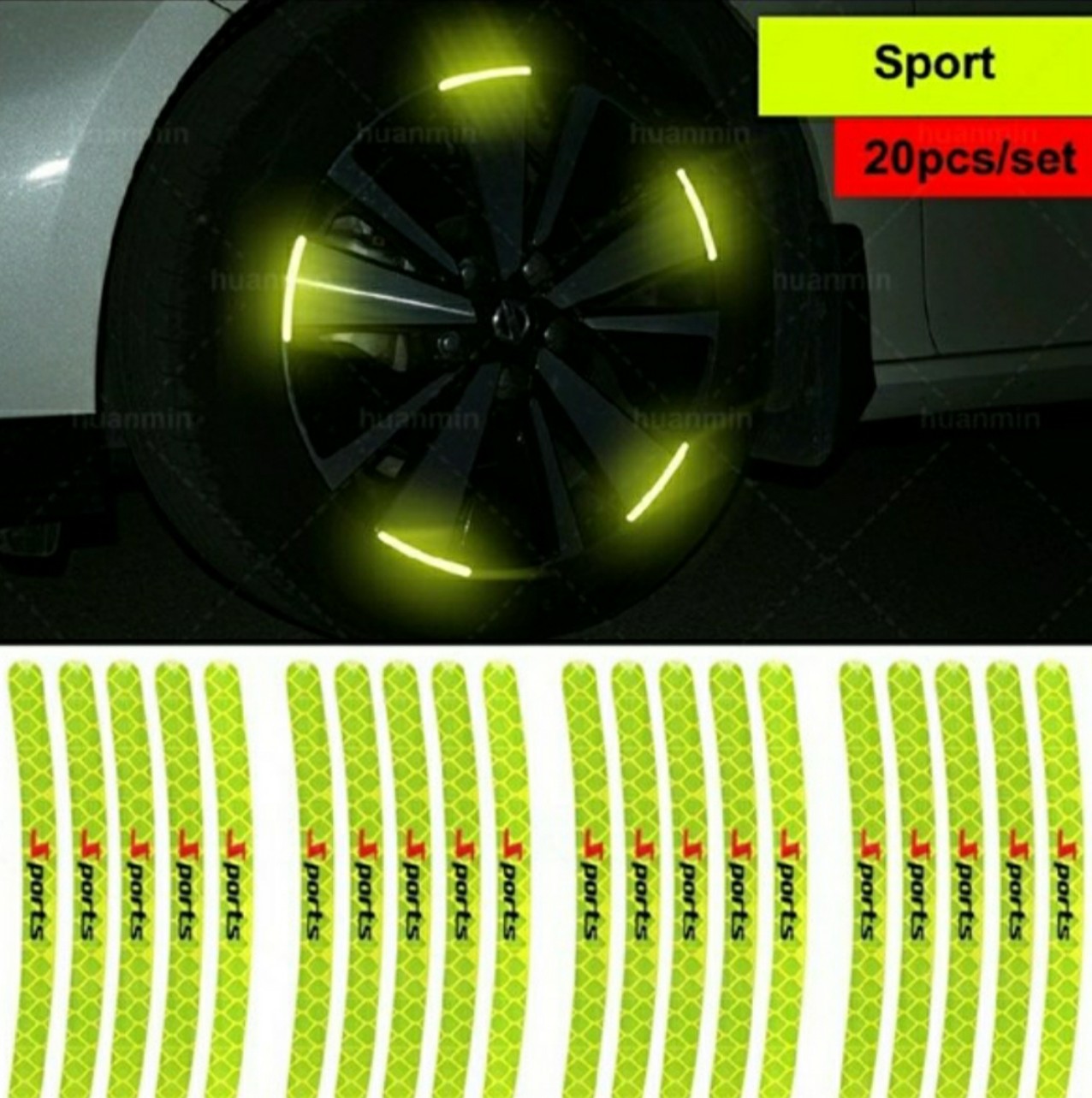 Tem dán vành phản quang Sport dành cho ô tô, xe máy, xe đạp