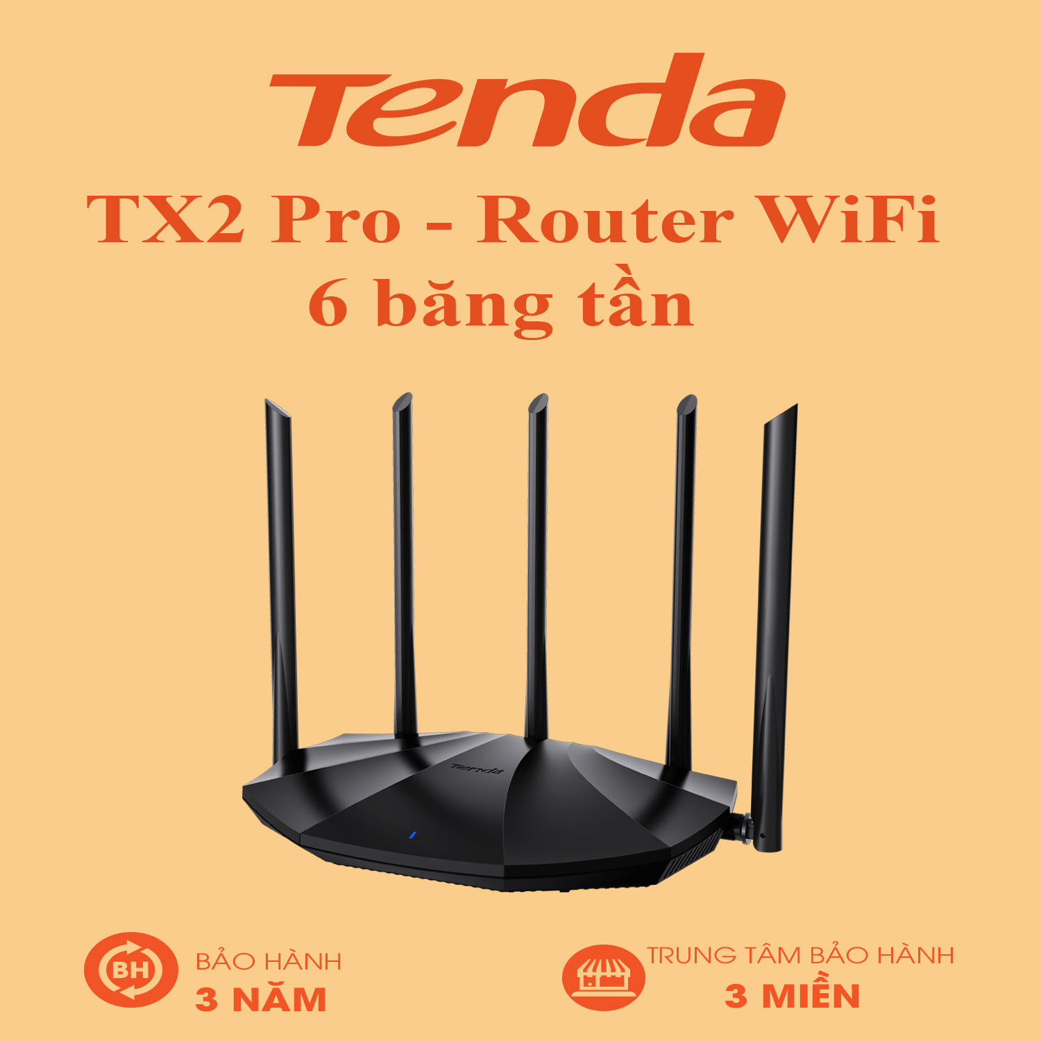 Tenda tx2 pro - router wi-fi 6 băng tần kép cổng gigabit - bảo hành 36 tháng