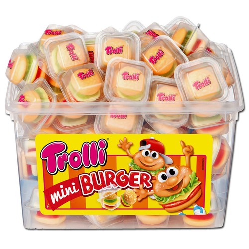 Kẹo dẻo trolli mini burger hộp 600g/ 60 viên