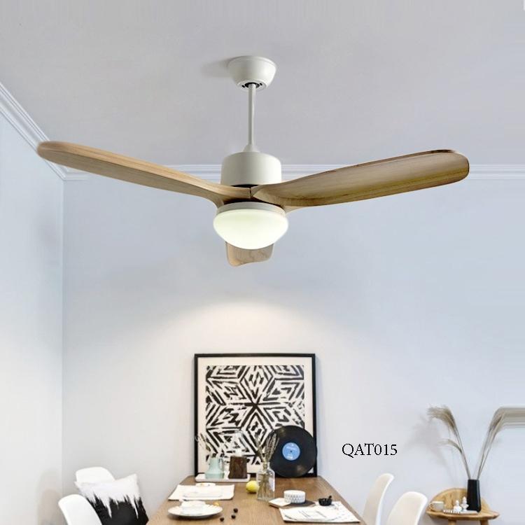 Quạt trần đèn trang trí 3 cánh gỗ bền đẹp QAT015 – Thiết kế thanh lịch, bắt kịp xu hướng hiện đại