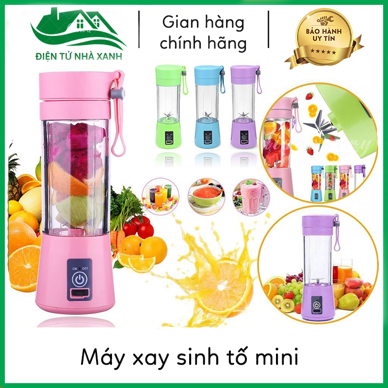 Máy xay sinh tố đa năng mini sạc pin tích điện cầm tay hm 6 lưỡi kép, siêu mạnh, siêu tiện dụng, bảo hành 6 tháng