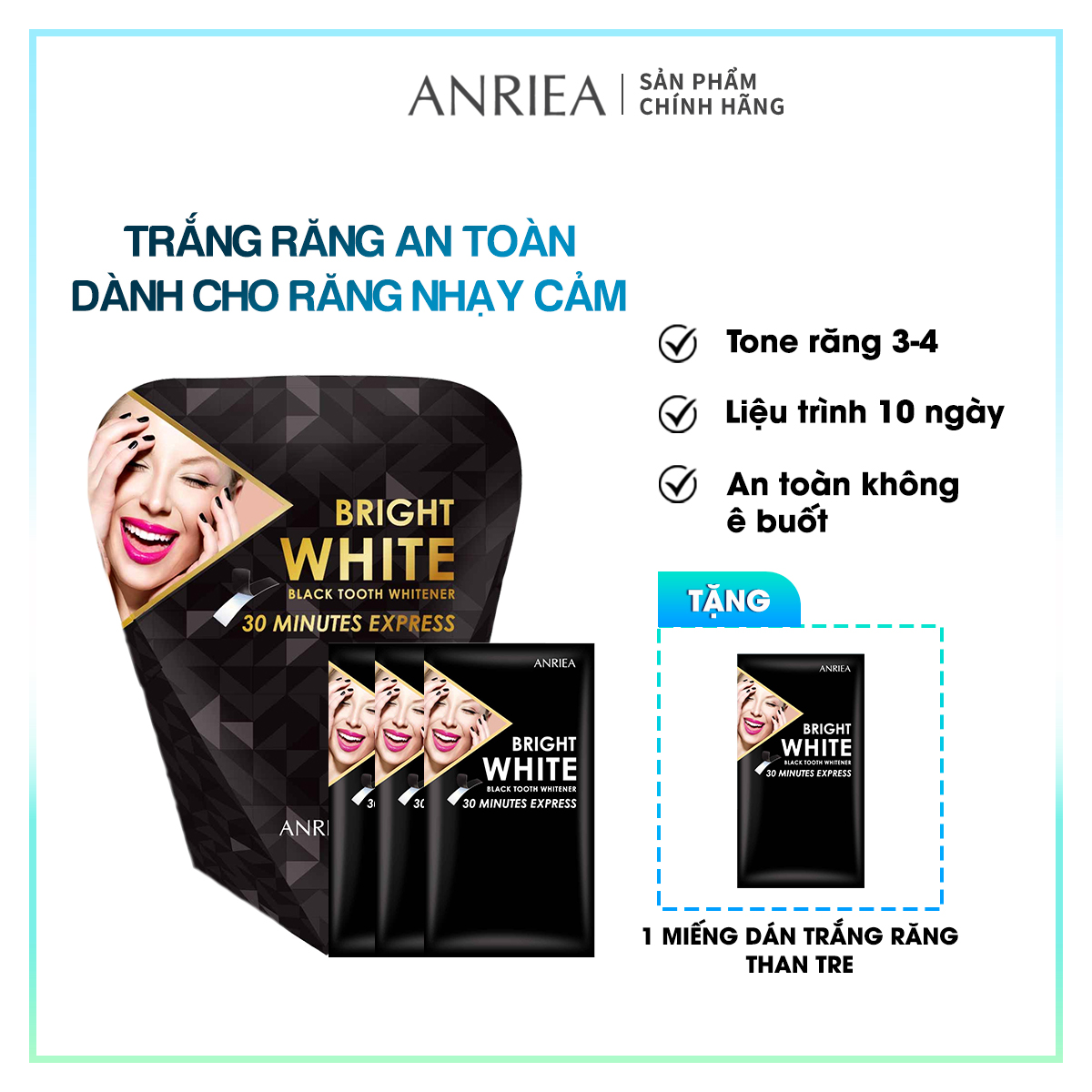 Liệu trình 10 ngày miếng dán trắng răng tặng 1 miếng dán trắng răng a02.4a03