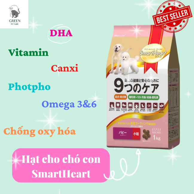 Thức ăn hạt cho chó con Smart Heart Gold Puppy - Túi 1kg