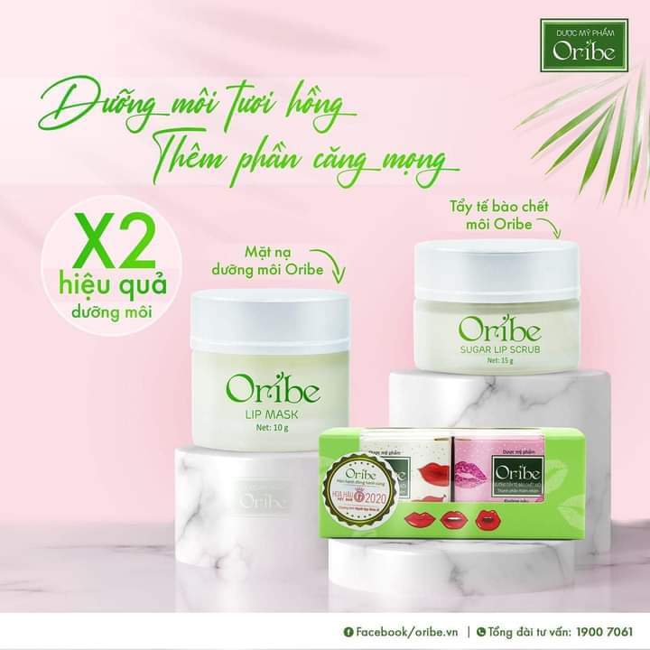 BỘ DƯỠNG MÔI 2 SẢN PHẨM GỒM GEL MẶT NẠ MÔI VÀ TẨY TẾ BÀO CHẾT DA MÔI ORIBE