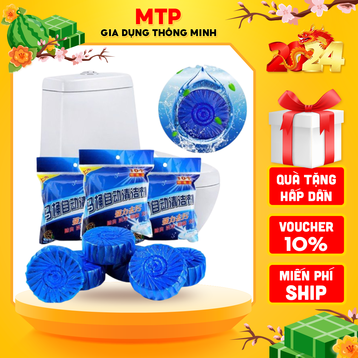Combo 10 viên tẩy bồn cầu khử mùi hiệu quả, Viên tẩy toilet