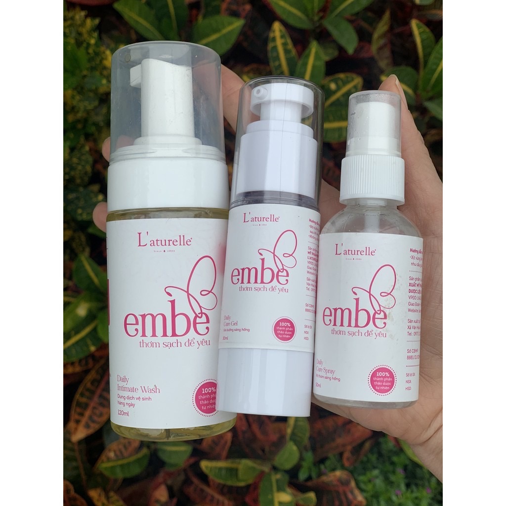 Bộ 3 Chăm Sóc Vùng Kín L'aturelle: Dung dịch vệ sinh tạo bọt + Gel bôi thơm hồng se khít + Xịt thơm