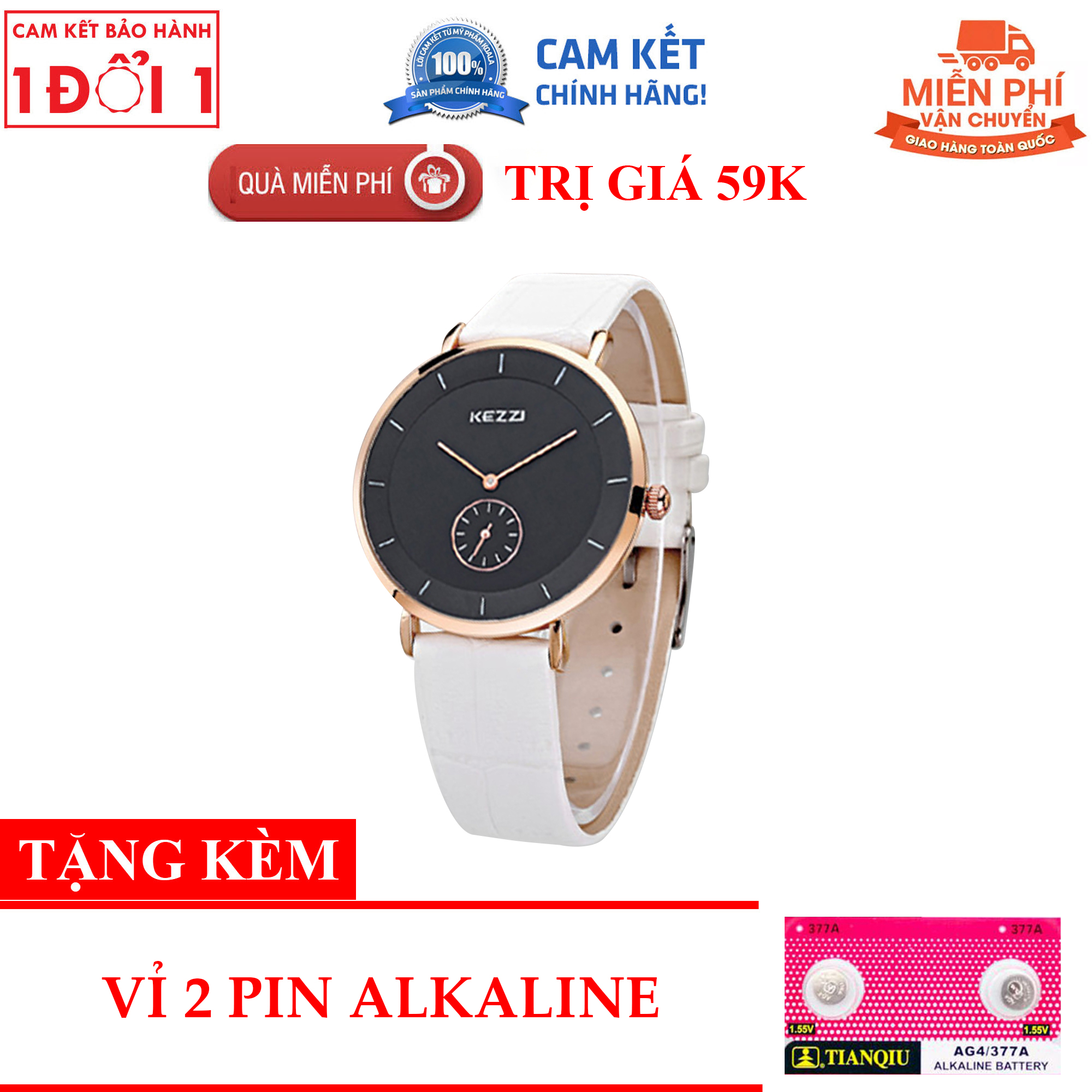 [MẠI DZÔ - TẶNG VỈ PIN ALKALINE 59K] Đồng hồ nữ KEZZI dây da cao cấp phong cách Hàn Quốc Phong cách mới nhất Quà tặng Tình yêu Hộp Đẹp WH-K107