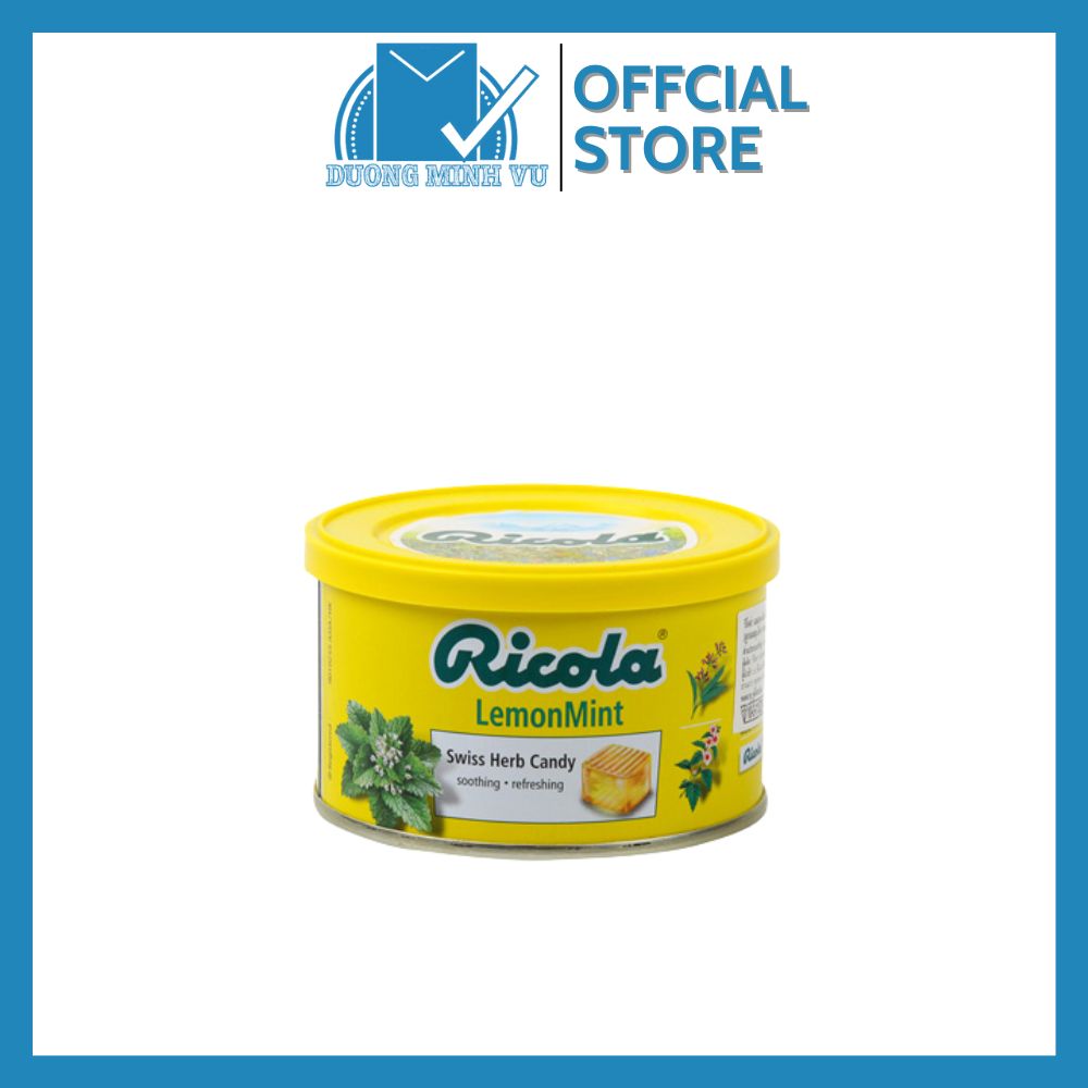 Kẹo chanh & bạc hà Ricola Lemon Mint Metal Box 100g