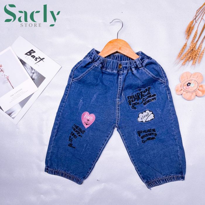 Quần lửng jean cho bé gái từ 3 tuổi -12tuổi