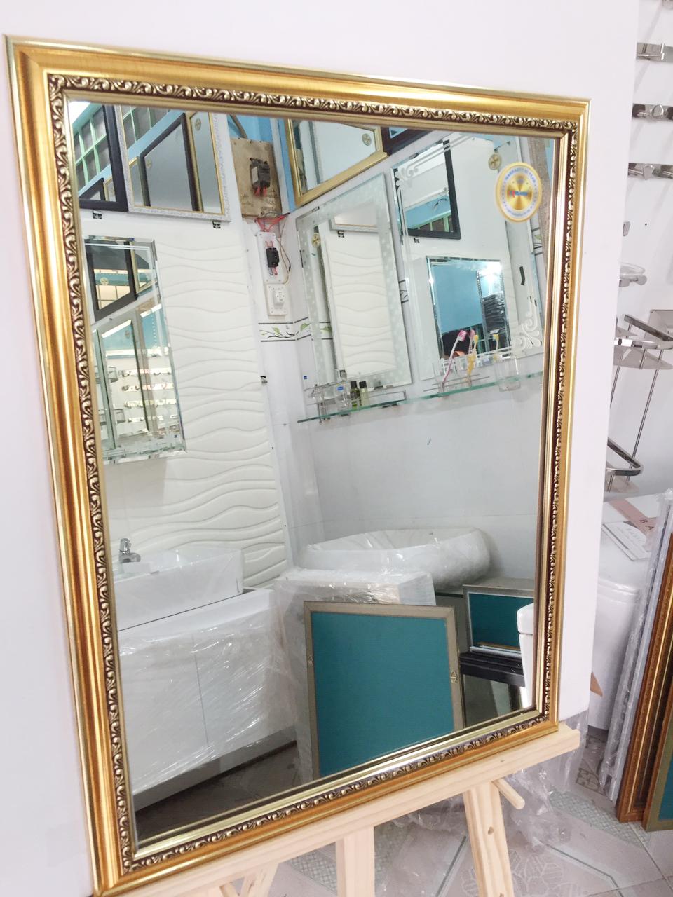 [HCM][KIBATH] Gương soi khung viền màu vàng KT 50x65
