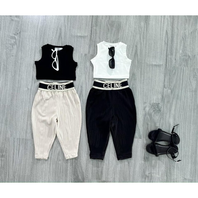 Set áo thun quần dài 2 màu xinh bé gái
