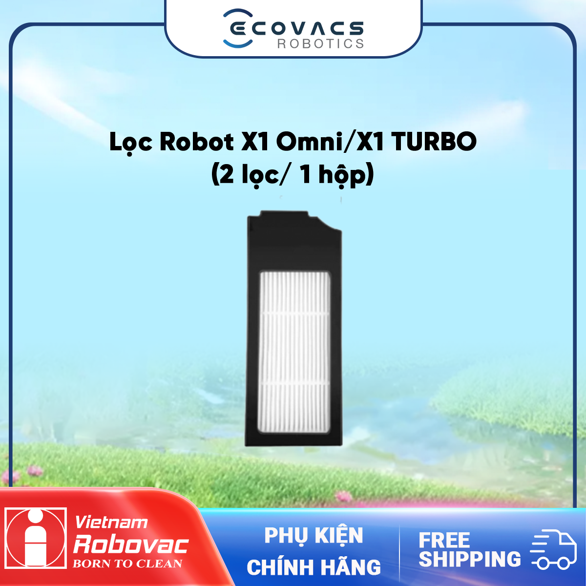 Hộp 2 lọc Robot hút bụi lau sàn Ecovacs Deebot X1 Omni/X1 Turbo