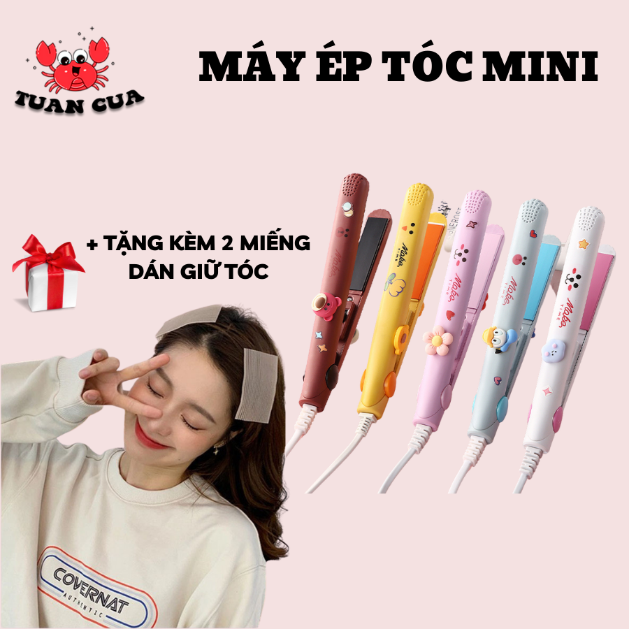 Máy là tóc mini siêu tiện lợi nhiều màu sắc - Máy uốn tóc duỗi tóc tại nhà MAKE TIME, máy là tóc ép duỗi thẳng uốn xoăn cụp loại nhỏ, máy làm xoăn mini,dụng cụ làm đẹp (MT06)