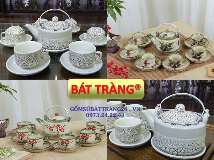 BỘ ẤM TRÀ BÁT TRÀNG CÓ QUAI XÁCH BỘ ẤM CHÉN CÓ DÂY XÁCH CẦM ẤM TRÀ ĐẸP BỘ ẤM CHÉN GIÁ RẺ