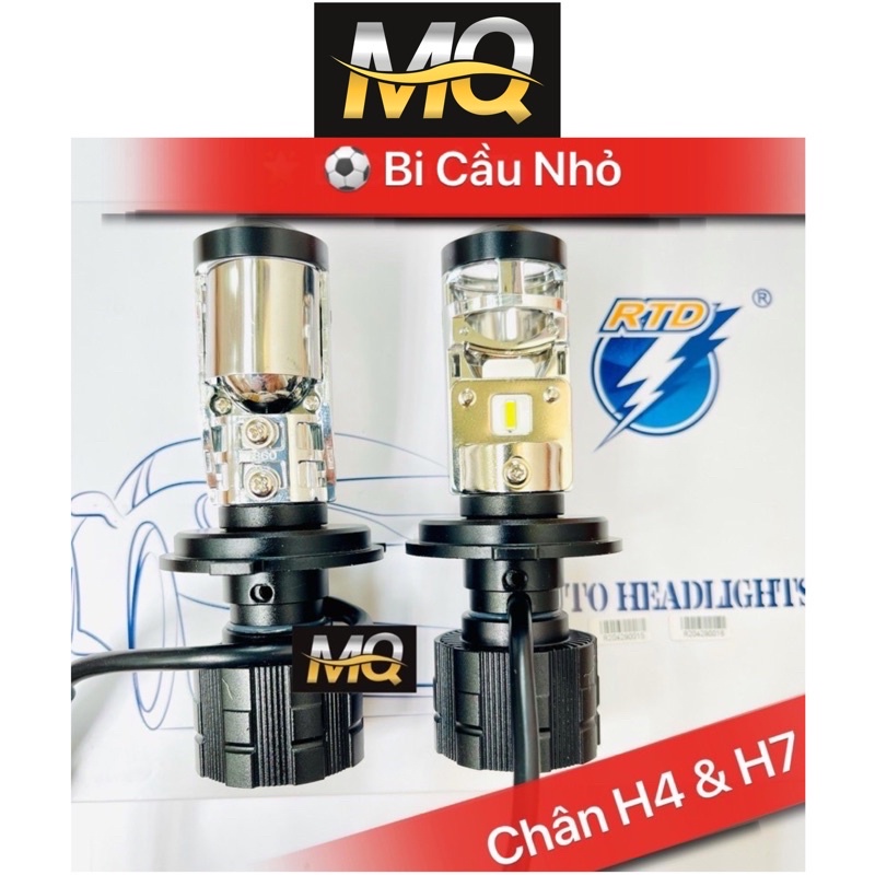 Đèn pha led ô tô bi cầu a8 chống chói chân h4 và h7 ánh sáng trắng