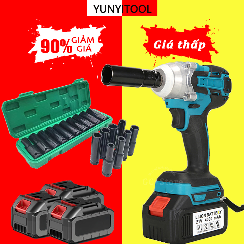 Máy siết buloong pin siêu mạnh 199V,Máy bắn bulong pin đầu máy đa năng 2 in 1,Máy siết bulong 1800NM,May siet mo bulong pin 10 cell
