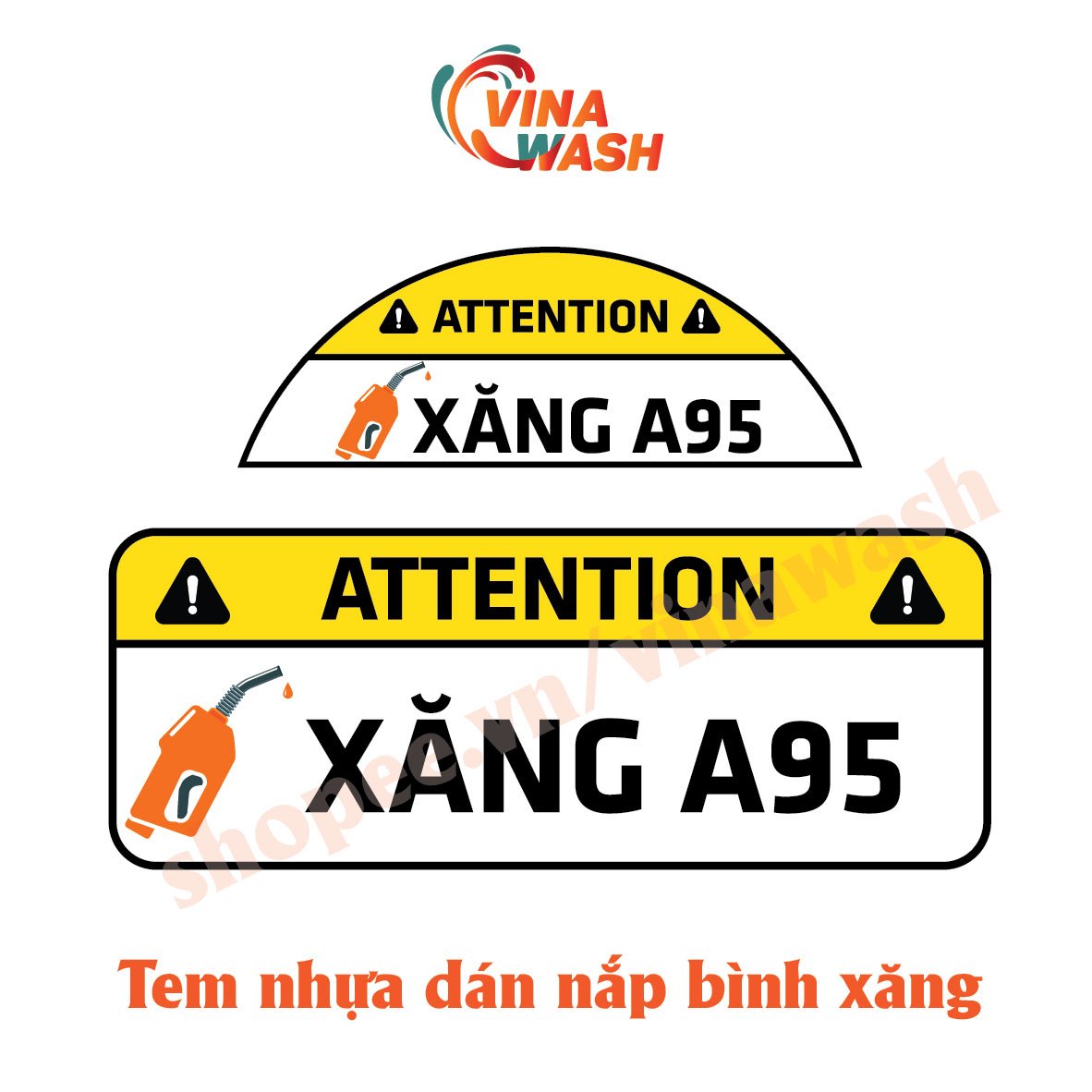 Tem nhựa dán nắp bình xăng ô tô, cảnh báo đổ xăng A95, đổ dầu Diesel cho xe hơi
