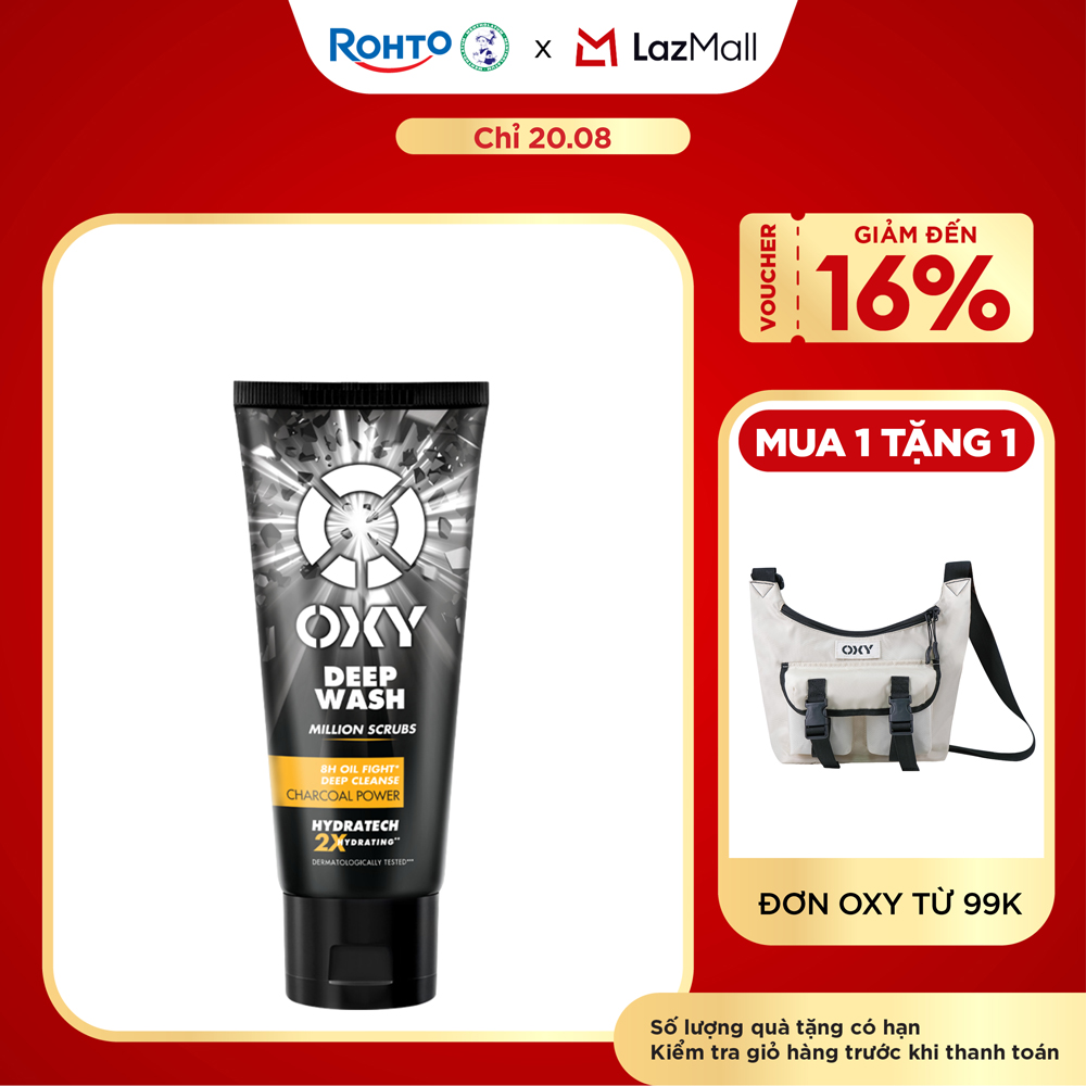 Sữa rửa mặt cho nam Oxy sạch sâu giảm nhờn dạng kem có hạt massage Oxy Deep Wash 100g