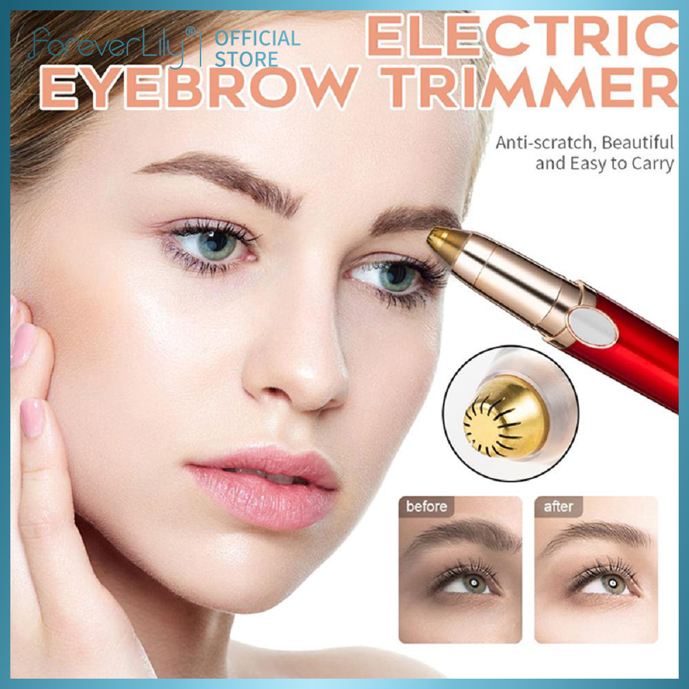 Foreverlily máy tỉa lông mày chạy điện dao cạo lông mày có đèn led 360 ° máy cạo lông mặt không đau