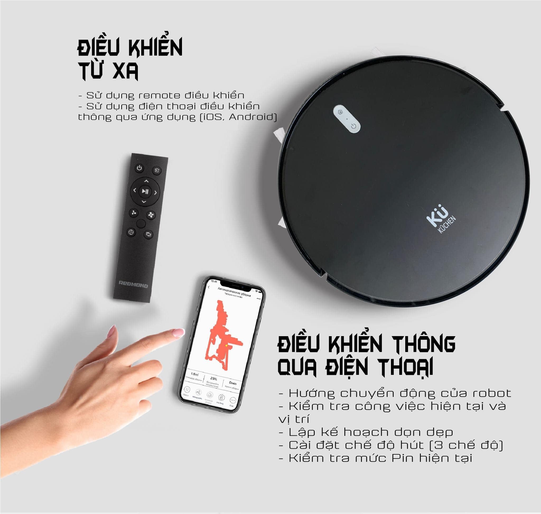 Robot hút bụi lau nhà kuchen ku ppr2809, thương hiệu đức, bảo hành 12 tháng