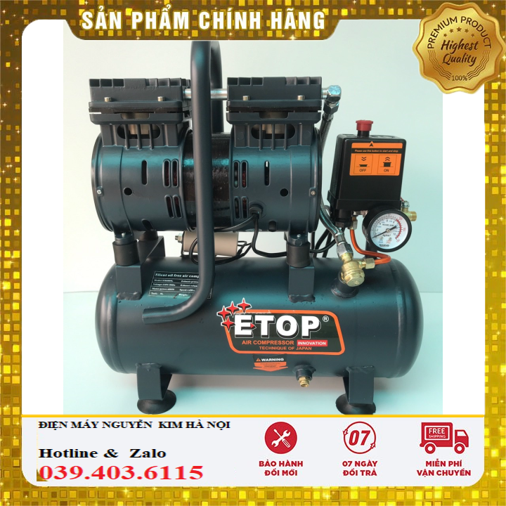 Máy nén khí mini etop 9 lít - hàng thái lan - không dầu - 100% dây đồng