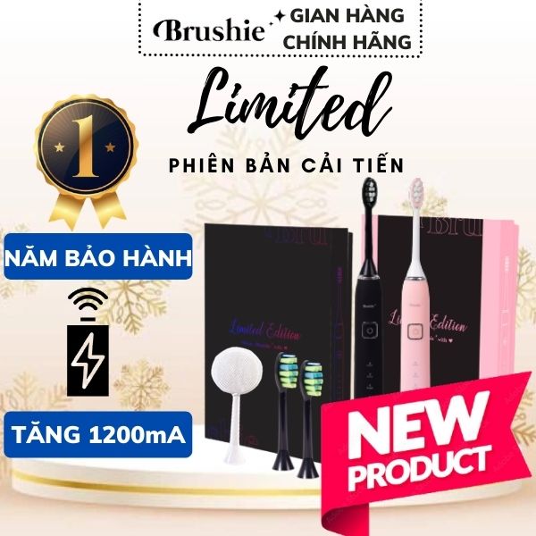[Bản cải tiến+3🎁] BRUSHIE Bàn chải điện x Máy Rửa Mặt Phiên bản Cải Tiến mới, phiên bản giới hạn Limited, phù hợp mọi loại răng, răng niềng/răng sứ/răng nhạy cảm, 5 chế độ tùy chỉnh, Rung SONIC 31.000 lần/phút-Chính hãng