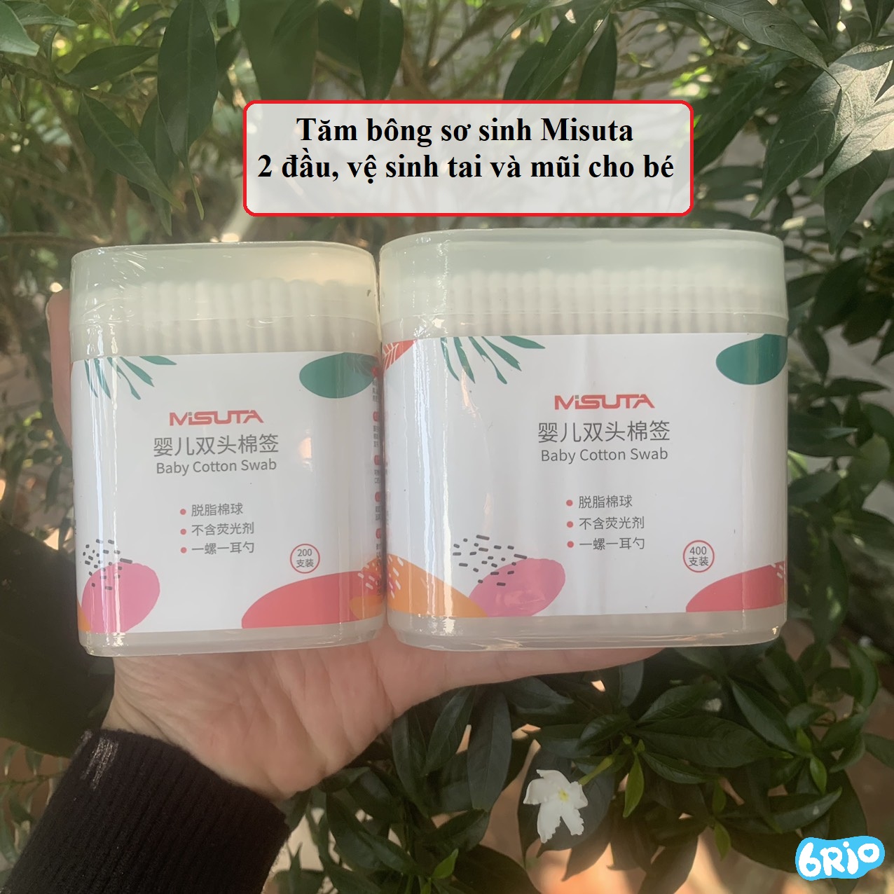 Tăm bông sơ sinh trẻ em Misuta, hộp 400 que