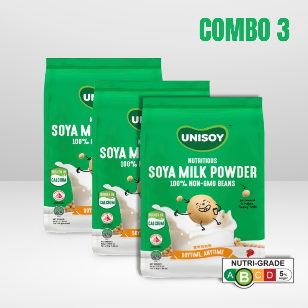 [HCM]Combo 3 Túi Bột Đậu Nành Unisoy  Ít Đường (12 gói) - Tặng 3 Gói Dùng Thử SHOP2SAVE