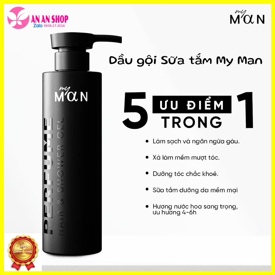 Dầu gội my man - dầu gội my man 5in1 ba care - dầu gội , sữa tắm hương nước hoa my man hàn quốc 500ml - chính hãng bảo anh 8809446657258