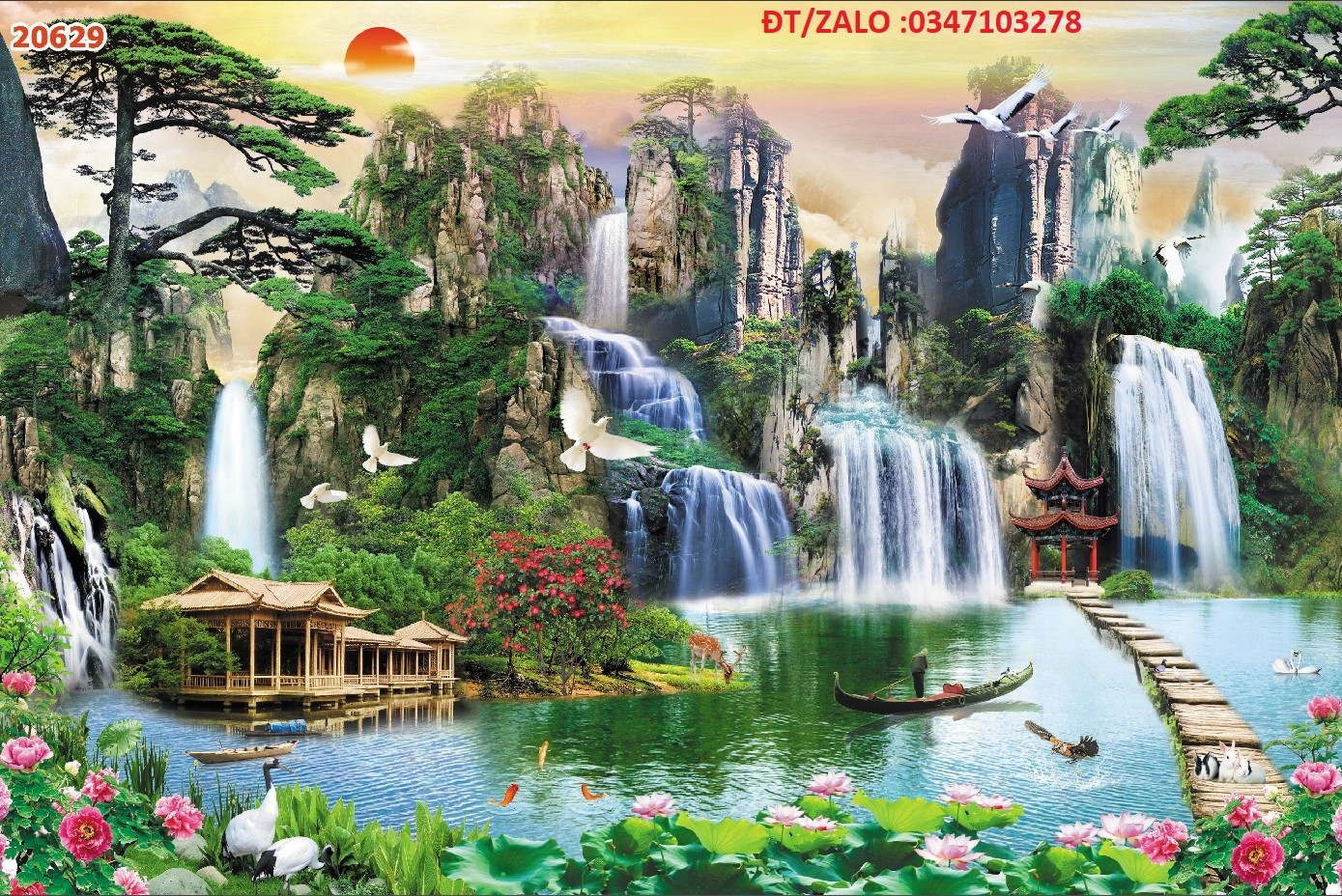 tranh dán tường 3D sơn thủy mã đáo thành công tranh ban thờ tranh thuận buồm tranh phòng ngủ tranh phòng khách phong cảnh thiên nhiên sông núi thú rừng có keo sẵn rẻ đẹp kích thước 60cmx90cm và 80cmx120cm và 100cmx150cm in theo yêu cầu