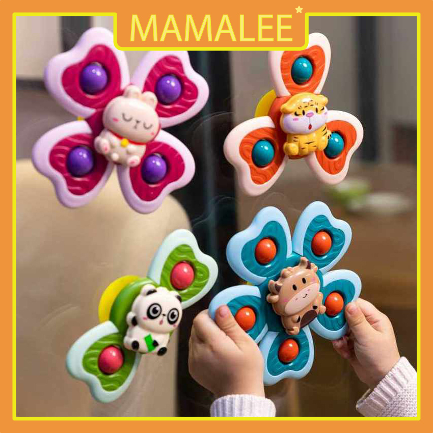 Set 3 Đồ Chơi Con Quay Spinner Dính Tường Hình Động Vật - Hàng Cao Cấp Có Hộp - Chong Chóng Dán Tường Vui Nhộn Cho Bé