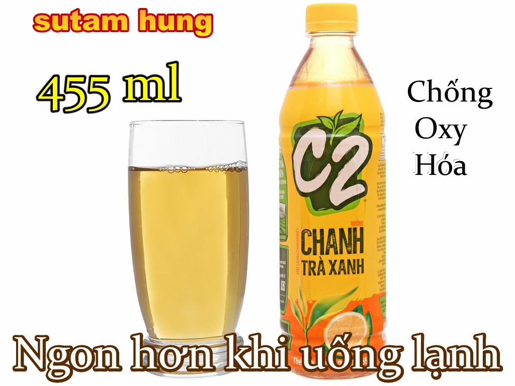 Trà xanh C2 hương chanh 455ml -  chứa hàm lượng chất chống oxy  hóa cao cùng vitamin C .sth